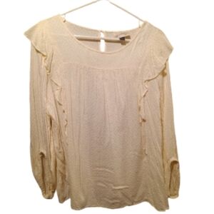 Universal Thread Cream Quarter Sleeve Ruffled Blouse